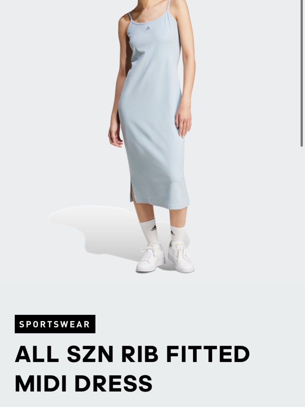 adidas Pale Blue Ribbed Slip Midi Dress NYT